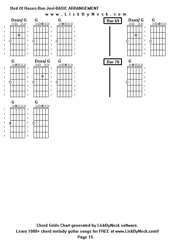 Chord Grids Chart of chord melody fingerstyle guitar song-Bed Of Roses-Bon Jovi-BASIC ARRANGEMENT,generated by LickByNeck software.